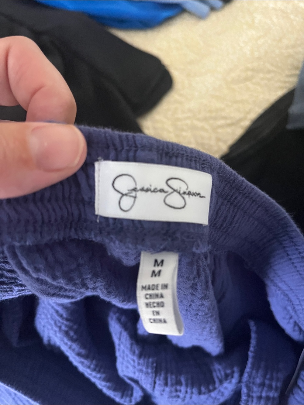 Jessica Simpson Wide-Leg Navy Blue Drawstring Pants - Picture 3 of 3